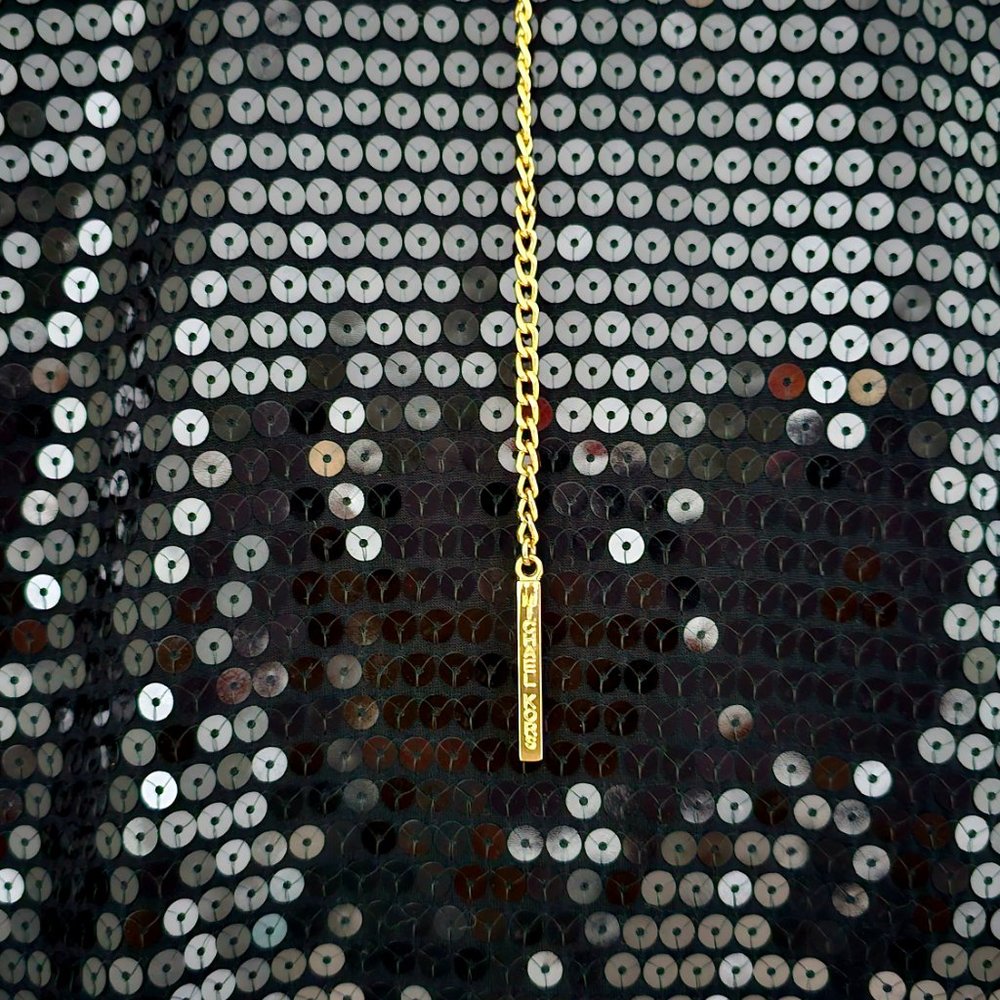 Michael Kors Sequin Draped Cowl with MK Chain - Picture 9 of 15